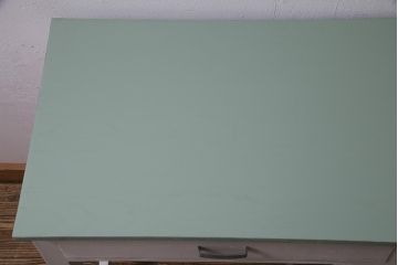 レトロ家具　薄型　かわいいナチュラルペイントの片袖デスク(片袖机、在宅ワーク、在宅用ワークデスク)(R-037702)