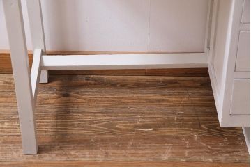 レトロ家具　薄型　かわいいナチュラルペイントの片袖デスク(片袖机、在宅ワーク、在宅用ワークデスク)(R-037702)