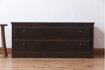 中古　松本民芸家具　リメイク　落ち着いた雰囲気が魅力のローチェスト(ローボード、リビングボード)(R-037704)