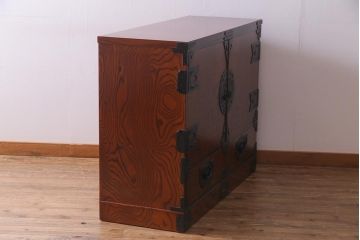 中古　岩谷堂箪笥　棚板リメイク　衣装盆付き　2WAYタンス(キャビネット、サイドボード、チェスト、収納棚)(R-037707)