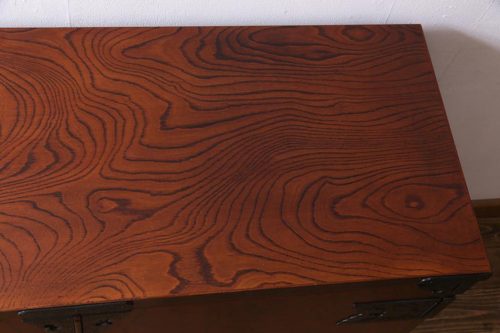 中古　岩谷堂箪笥　棚板リメイク　衣装盆付き　2WAYタンス(キャビネット、サイドボード、チェスト、収納棚)(R-037707)