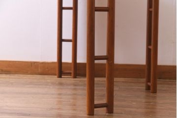 中古　唐木材　松・竹・梅・菊・蔦の図　象嵌風　引き出し付き　五角形ダイニングテーブル(5人掛けテーブル)(R-037714)