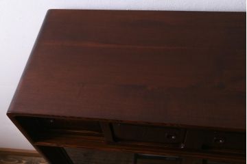 中古　指物家具　三方ケヤキ材　桐材　上質な作りの高級茶箪笥(和タンス、キャビネット、飾り棚)(定価約39万円)(R-037716)