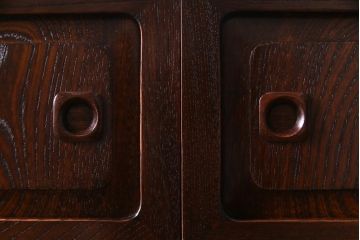 中古　指物家具　三方ケヤキ材　桐材　上質な作りの高級茶箪笥(和タンス、キャビネット、飾り棚)(定価約39万円)(R-037716)