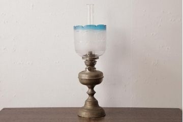 アンティーク雑貨　佐々木硝子　切子ガラスがおしゃれな大正ロマン香るオイルランプ(卓上ランプ、洋燈)(R-037719)