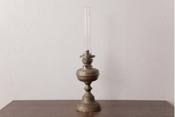 アンティーク雑貨　佐々木硝子　切子ガラスがおしゃれな大正ロマン香るオイルランプ(卓上ランプ、洋燈)(R-037719)