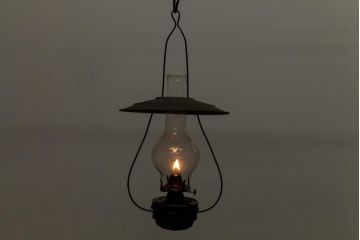 アンティーク雑貨　5分芯　レトロな味わいが魅力的なオイルランプ(吊りランプ、ディスプレイ)(R-037720)