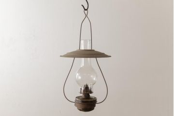 アンティーク雑貨　5分芯　レトロな味わいが魅力的なオイルランプ(吊りランプ、ディスプレイ)(R-037720)