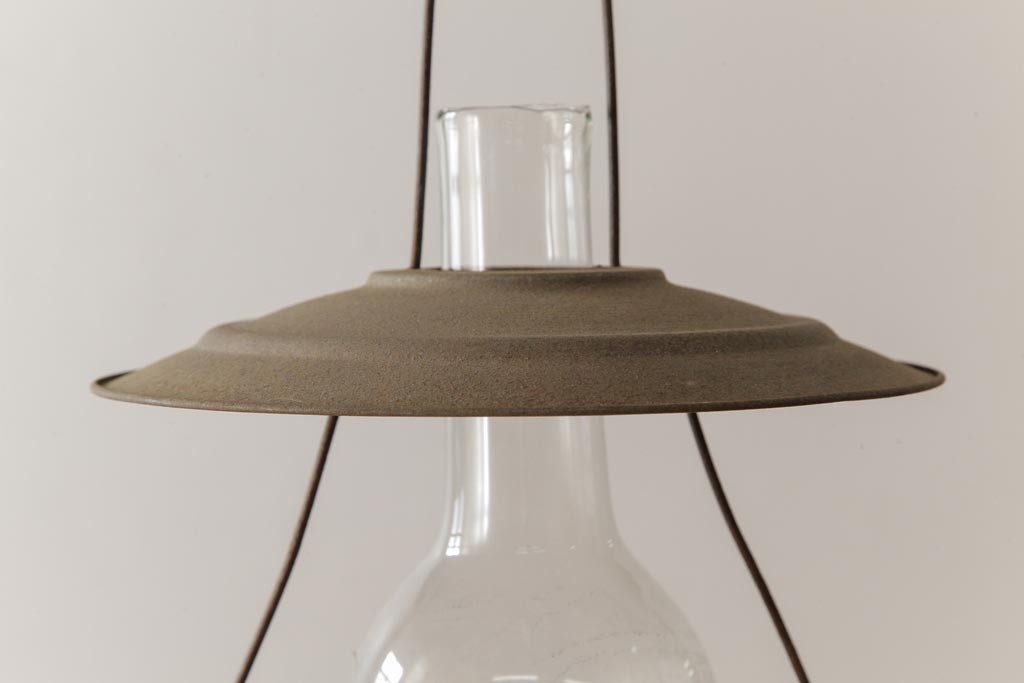 アンティーク雑貨　5分芯　レトロな味わいが魅力的なオイルランプ(吊りランプ、ディスプレイ)(R-037720)