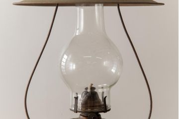 アンティーク雑貨　5分芯　レトロな味わいが魅力的なオイルランプ(吊りランプ、ディスプレイ)(R-037720)