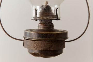 アンティーク雑貨　5分芯　レトロな味わいが魅力的なオイルランプ(吊りランプ、ディスプレイ)(R-037720)