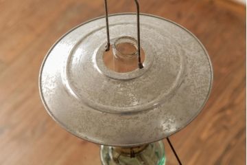 アンティーク雑貨　5分芯　レトロ　アルミシェードのオイルランプ(吊りランプ、ディスプレイ)(R-037724)