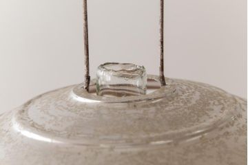 アンティーク雑貨　5分芯　レトロ　アルミシェードのオイルランプ(吊りランプ、ディスプレイ)(R-037724)