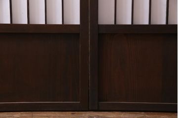 アンティーク建具　山水図の透かしが目を引く額入り障子戸2枚セット(引き戸)(R-037727)