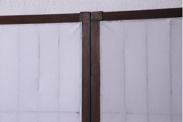 アンティーク建具　山水図の透かしが目を引く額入り障子戸2枚セット(引き戸)(R-037727)