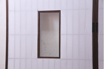 アンティーク建具　山水図の透かしが目を引く額入り障子戸2枚セット(引き戸)(R-037727)