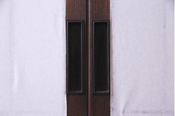 アンティーク建具　山水図の透かしが目を引く額入り障子戸2枚セット(引き戸)(R-037727)