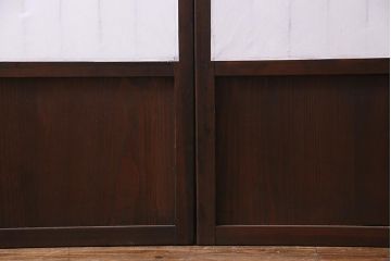 アンティーク建具　山水図の透かしが目を引く額入り障子戸2枚セット(引き戸)(R-037727)