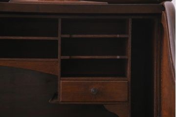 アンティーク家具　ナラ材　大正ロマン香るシックな佇まいのロールトップデスク(両袖机)(R-037728)