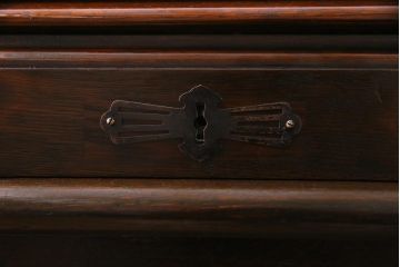 アンティーク家具　ナラ材　大正ロマン香るシックな佇まいのロールトップデスク(両袖机)(R-037728)