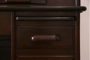 アンティーク家具　ナラ材　大正ロマン香るシックな佇まいのロールトップデスク(両袖机)(R-037728)