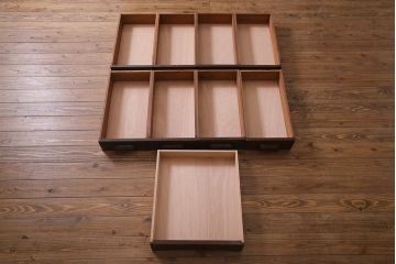 アンティーク家具　ナラ材　大正ロマン香るシックな佇まいのロールトップデスク(両袖机)(R-037728)