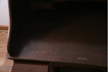アンティーク家具　ナラ材　大正ロマン香るシックな佇まいのロールトップデスク(両袖机)(R-037728)