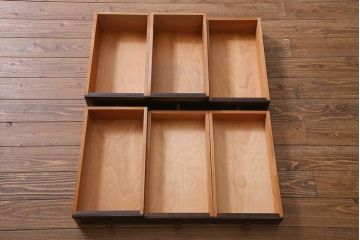 中古　松本民芸家具　シックな色合いが上品なM型両袖机(デスク)(定価62万円)(R-037729)