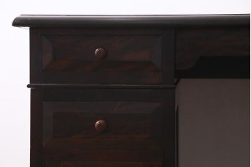 中古　松本民芸家具　シックな色合いが上品なM型両袖机(デスク)(定価62万円)(R-037729)