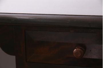 中古　松本民芸家具　シックな色合いが上品なM型両袖机(デスク)(定価62万円)(R-037729)