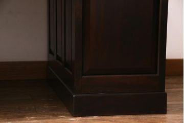 中古　松本民芸家具　シックな色合いが上品なM型両袖机(デスク)(定価62万円)(R-037729)