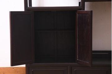 アンティーク家具　和製アンティーク　紫檀(シタン)材　シックな佇まいの飾り棚(茶棚、違い棚)(R-037733)