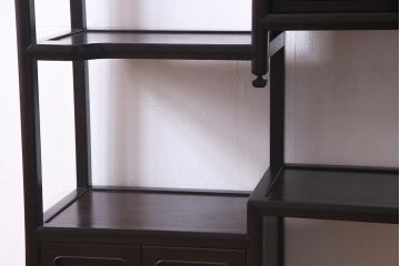 アンティーク家具　和製アンティーク　紫檀(シタン)材　シックな佇まいの飾り棚(茶棚、違い棚)(R-037733)