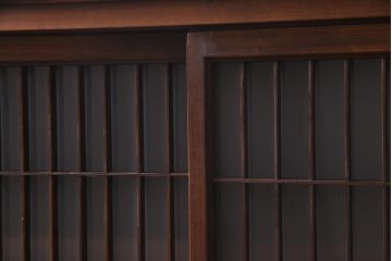 ラフジュ工房オリジナル　アンティーク古建具リメイク　引き出し付き　シンプルな組子の戸棚(収納棚、キャビネット、書院戸)(R-037734)