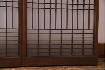 ラフジュ工房オリジナル　アンティーク古建具リメイク　引き出し付き　シンプルな組子の戸棚(収納棚、キャビネット、書院戸)(R-037734)