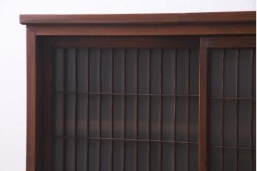 ラフジュ工房オリジナル　アンティーク古建具リメイク　引き出し付き　シンプルな組子の戸棚(収納棚、キャビネット、書院戸)(R-037734)