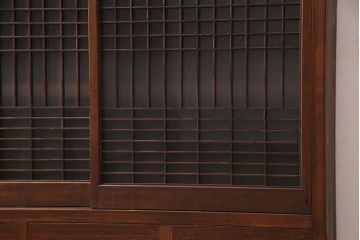 ラフジュ工房オリジナル　アンティーク古建具リメイク　引き出し付き　シンプルな組子の戸棚(収納棚、キャビネット、書院戸)(R-037734)