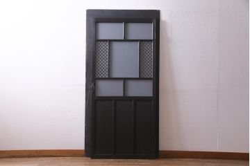 アンティーク建具　当店オリジナルガラス入り　落ち着きのあるレトロなドア(扉、開き戸)(R-037736)