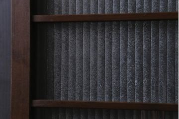 アンティーク建具　銀モールガラス　レトロであたたかみのあるガラス戸2枚セット(引き戸)(R-037737)