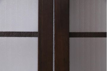 アンティーク建具　銀モールガラス　レトロであたたかみのあるガラス戸2枚セット(引き戸)(R-037737)