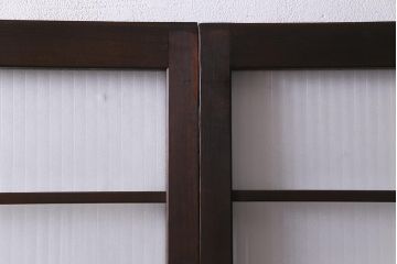アンティーク建具　銀モールガラス　レトロであたたかみのあるガラス戸2枚セット(引き戸)(R-037737)