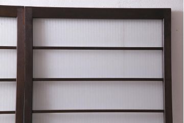 アンティーク建具　銀モールガラス　レトロであたたかみのあるガラス戸2枚セット(引き戸)(R-037737)