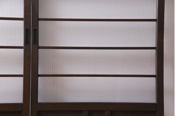 アンティーク建具　銀モールガラス　レトロであたたかみのあるガラス戸2枚セット(引き戸)(R-037737)