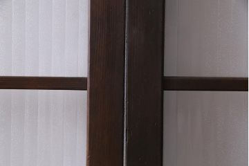 アンティーク建具　銀モールガラス　レトロであたたかみのあるガラス戸2枚セット(引き戸)(R-037737)