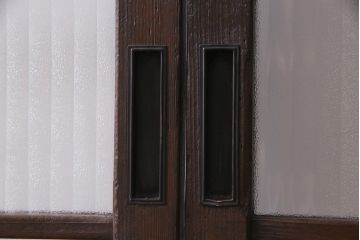 アンティーク建具　銀モールガラス　レトロであたたかみのあるガラス戸2枚セット(引き戸)(R-037737)