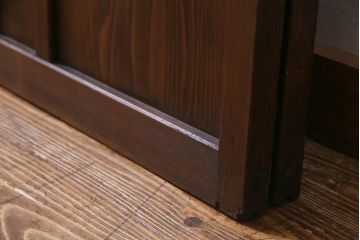 アンティーク建具　銀モールガラス　レトロであたたかみのあるガラス戸2枚セット(引き戸)(R-037737)