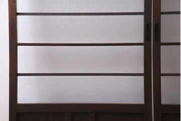 アンティーク建具　銀モールガラス　レトロであたたかみのあるガラス戸2枚セット(引き戸)(R-037737)