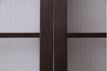 アンティーク建具　銀モールガラス　レトロであたたかみのあるガラス戸2枚セット(引き戸)(R-037737)