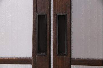 アンティーク建具　銀モールガラス　レトロであたたかみのあるガラス戸2枚セット(引き戸)(R-037737)