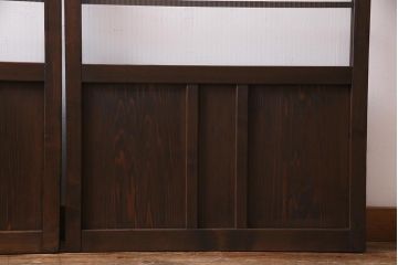 アンティーク建具　銀モールガラス　レトロであたたかみのあるガラス戸2枚セット(引き戸)(R-037737)